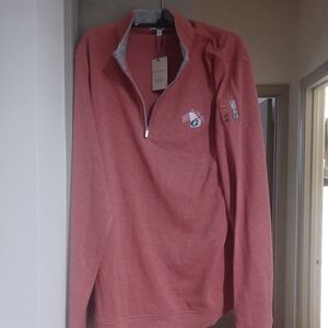 Peter Millar Coral Quarter-Zip with Gray Lining
